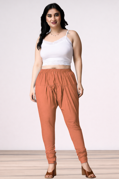 Brick Rayon Churidar Pants