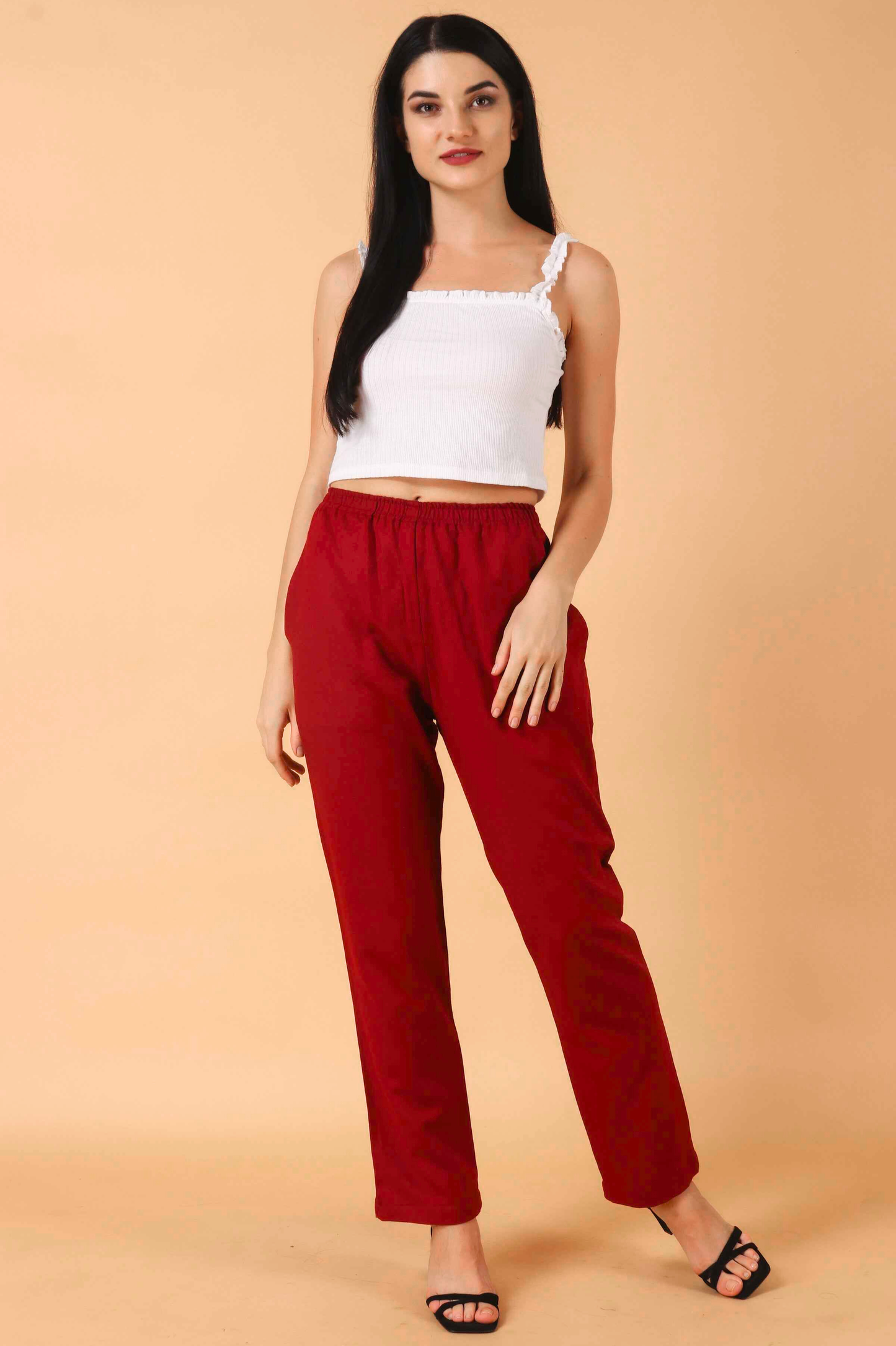 Red Woollen Pant Palazzo