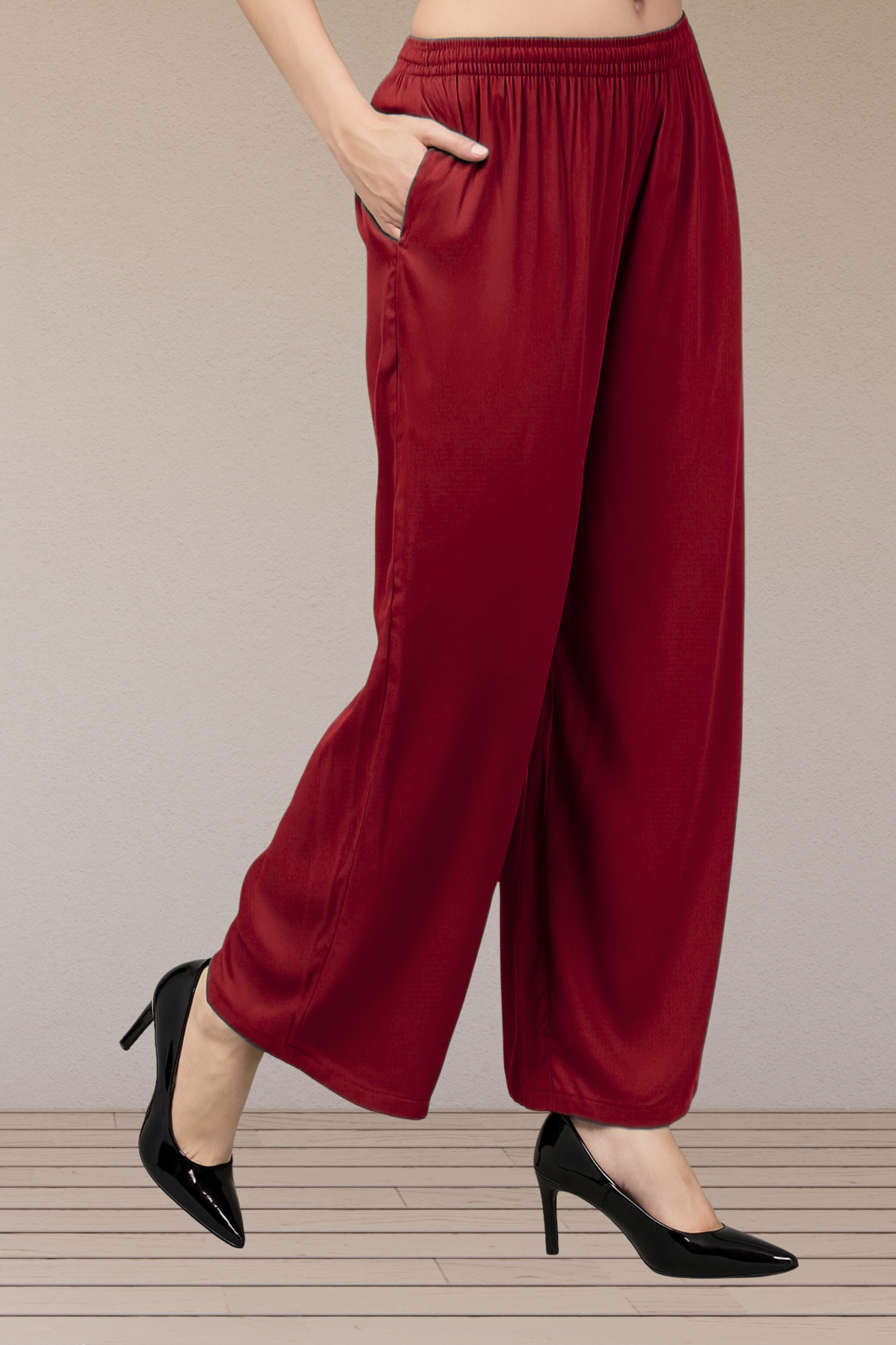 Flared Rayon Palazzo Pants