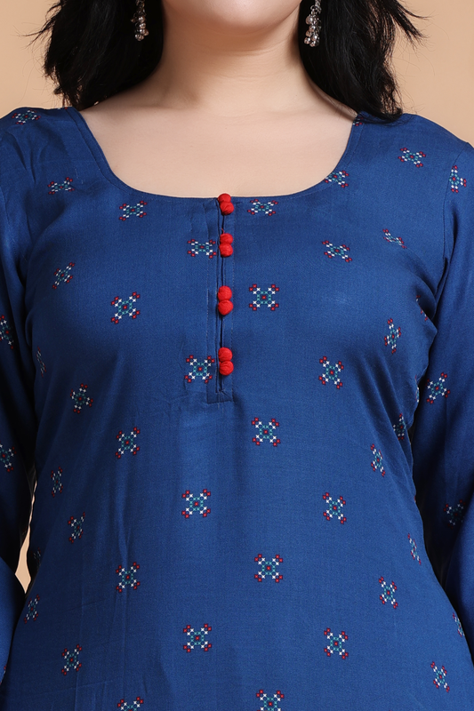 Sizzling Indigo Rayon Kurta Set