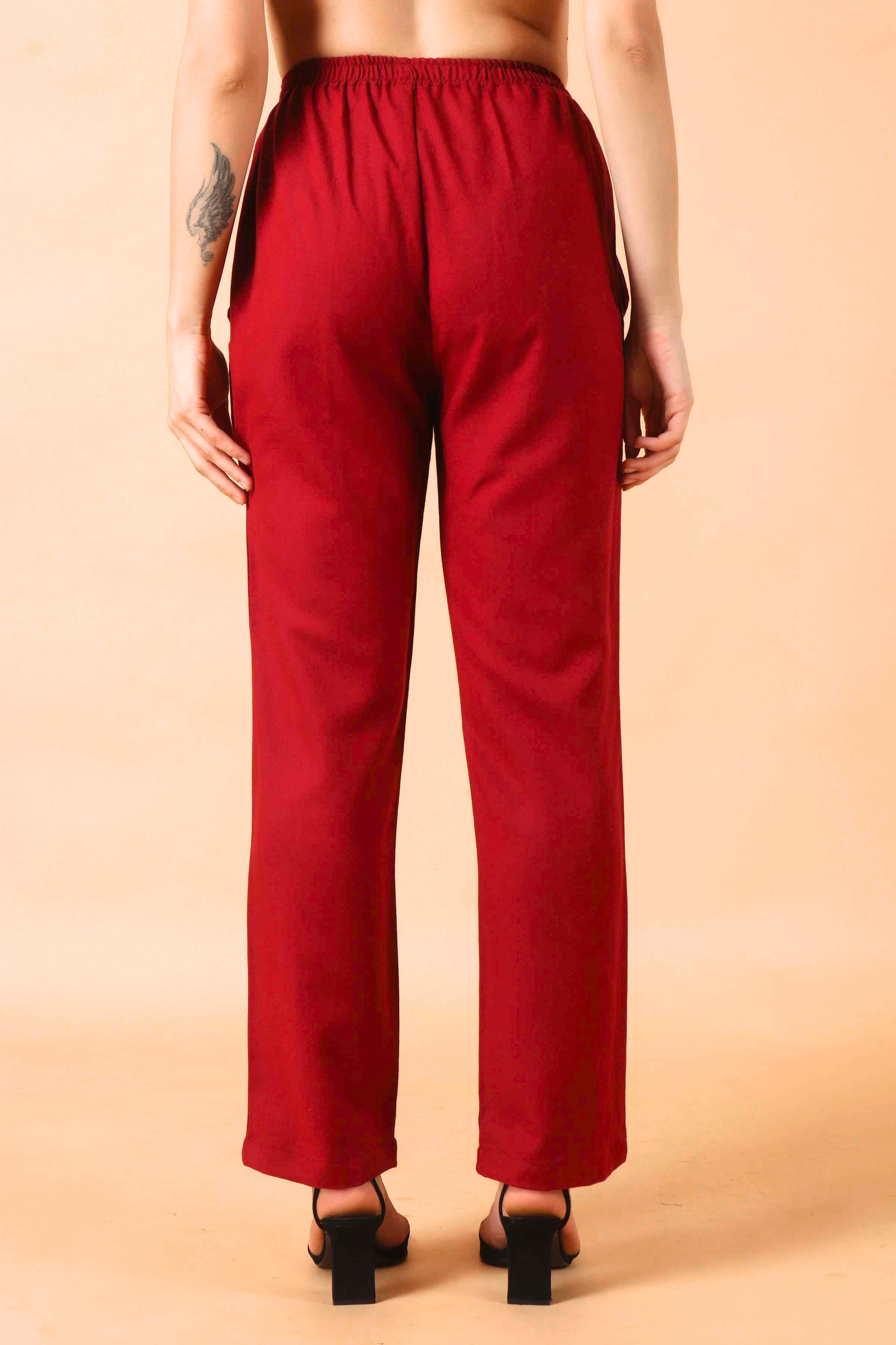 Red Woollen Pant Palazzo