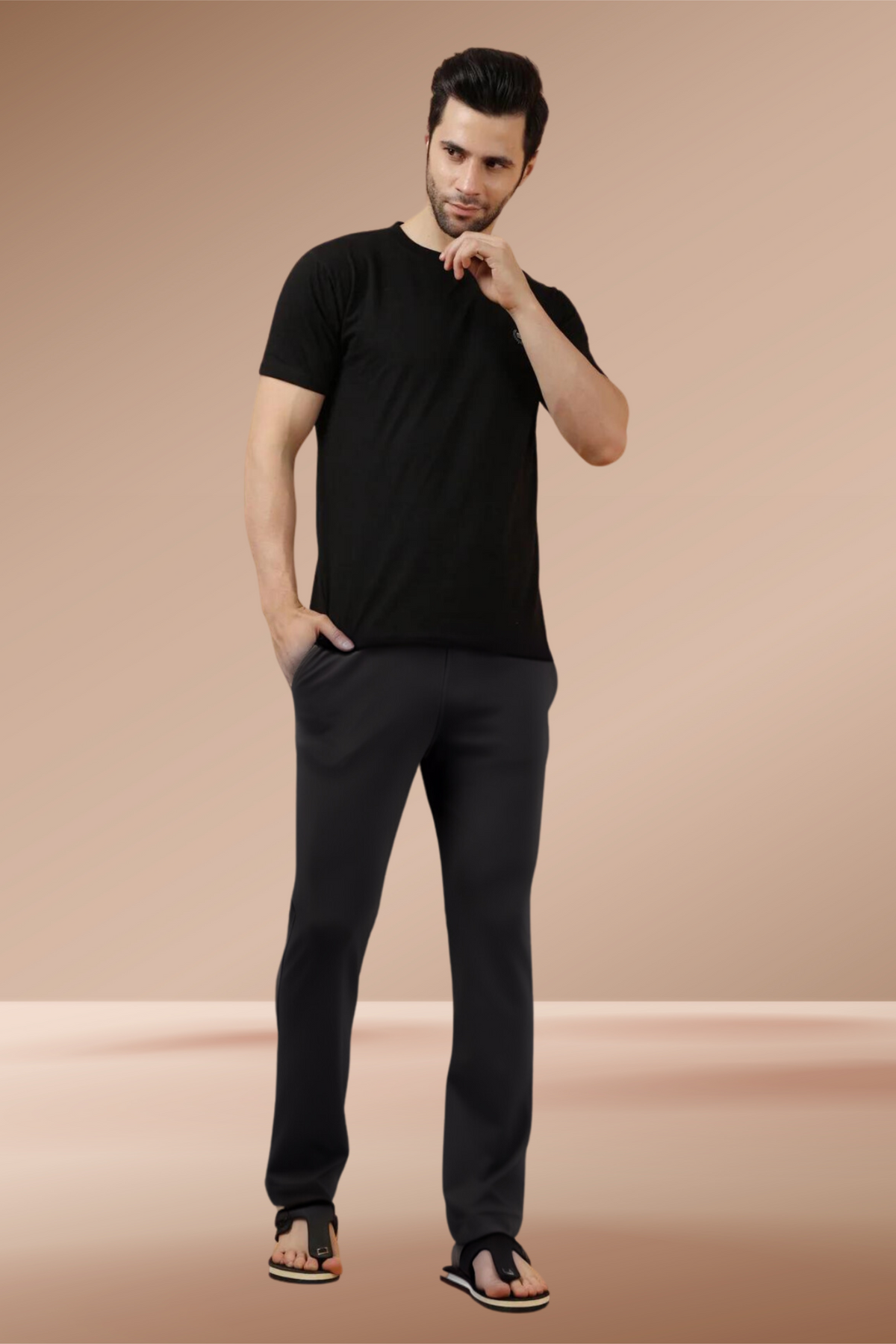 Buy Plus Size ​Black Stretch Joggers At Apella | Sizes XS to 10 XL | India | Free Delivery | Customized