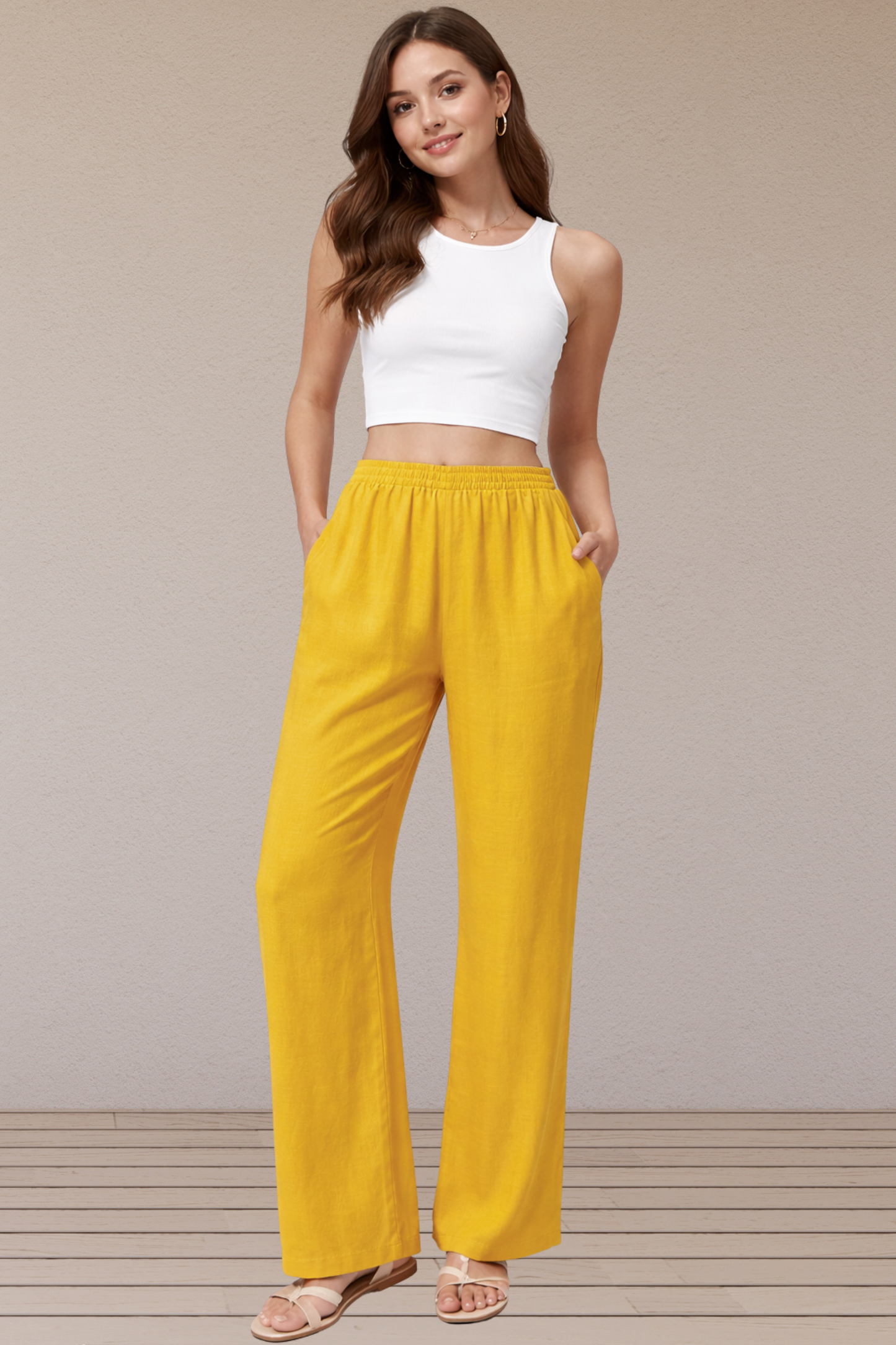 Mustard Slub Flared Pant