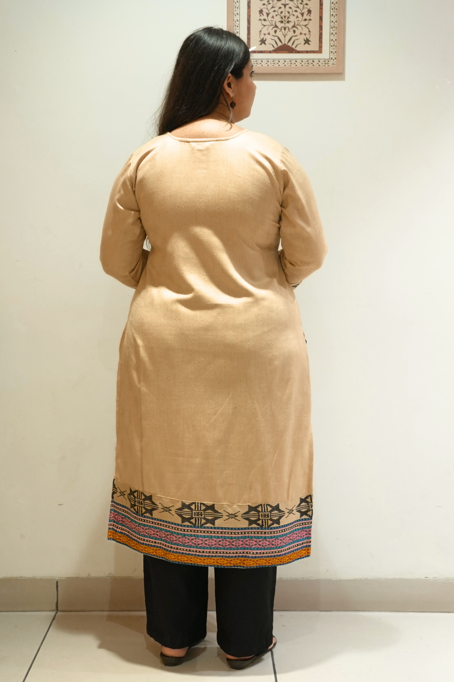 Sandstone Black Woollen Kurta Set