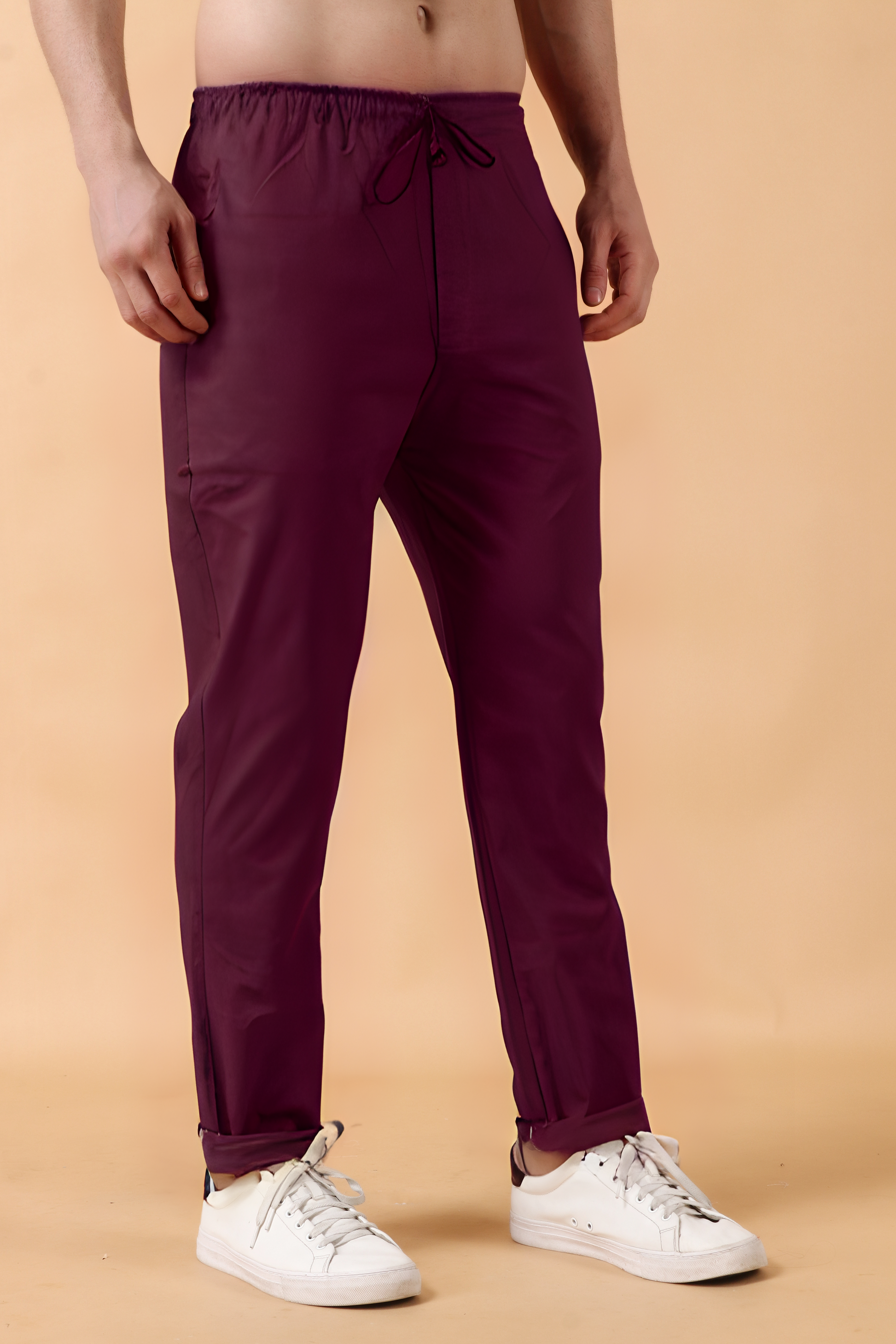 Buy Plus Size ​Windsor Wine Solid Stretch Cargo At Apella | Sizes XS to 10 XL | India | Free Delivery | Customized