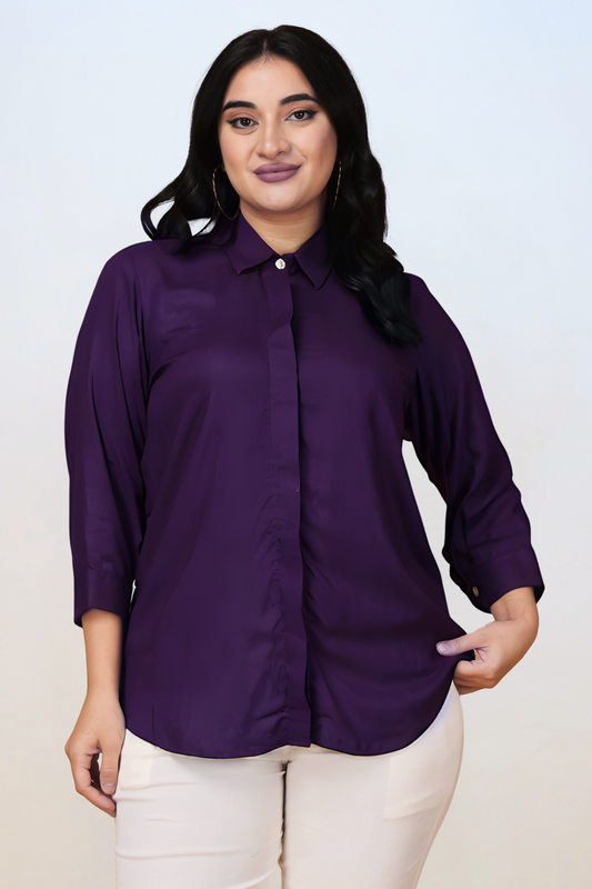 Wine Solid Rayon Shirt