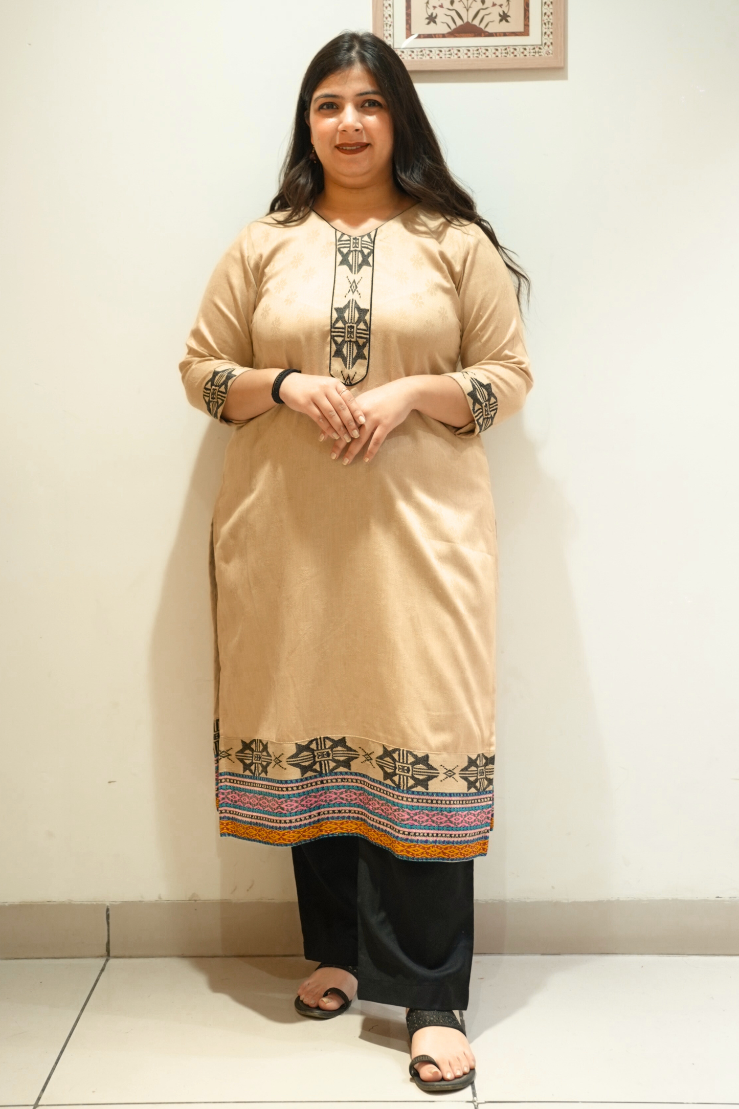 Sandstone Black Woollen Kurta Set