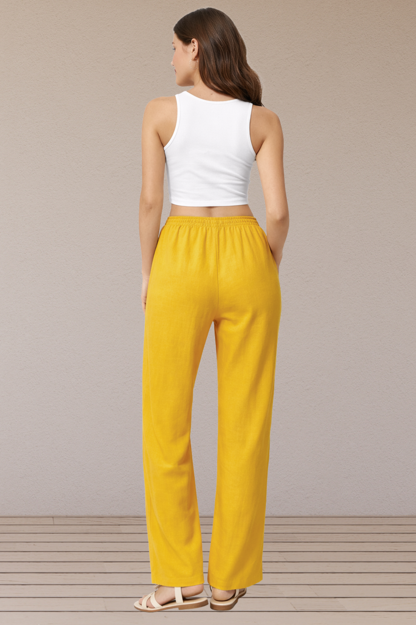 Mustard Slub Flared Pant