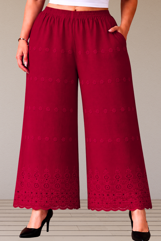 Maroon Schiffli Loose Palazzo
