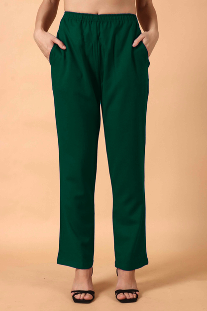 Bottle Green Woollen Pant Palazzo