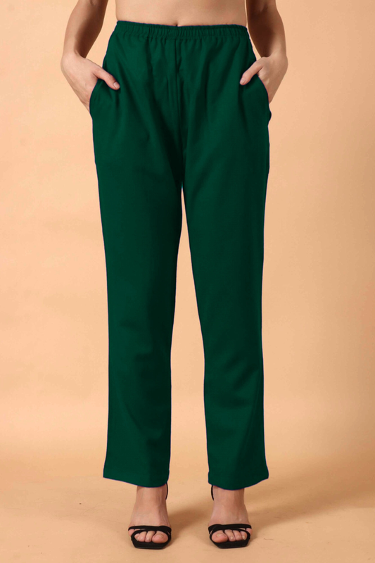 Bottle Green Woollen Pant Palazzo