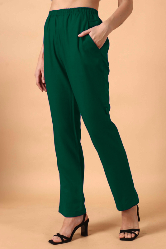 Bottle Green Woollen Pant Palazzo