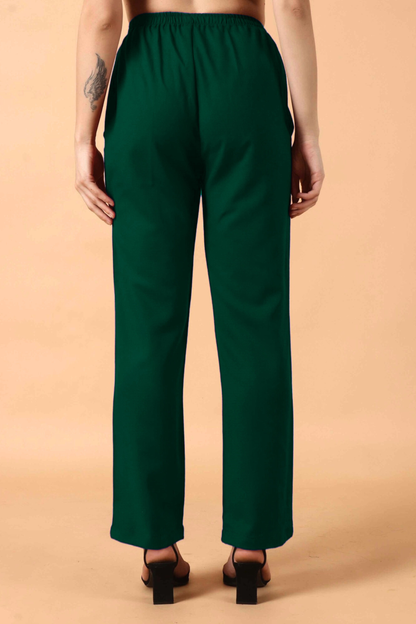 Bottle Green Woollen Pant Palazzo