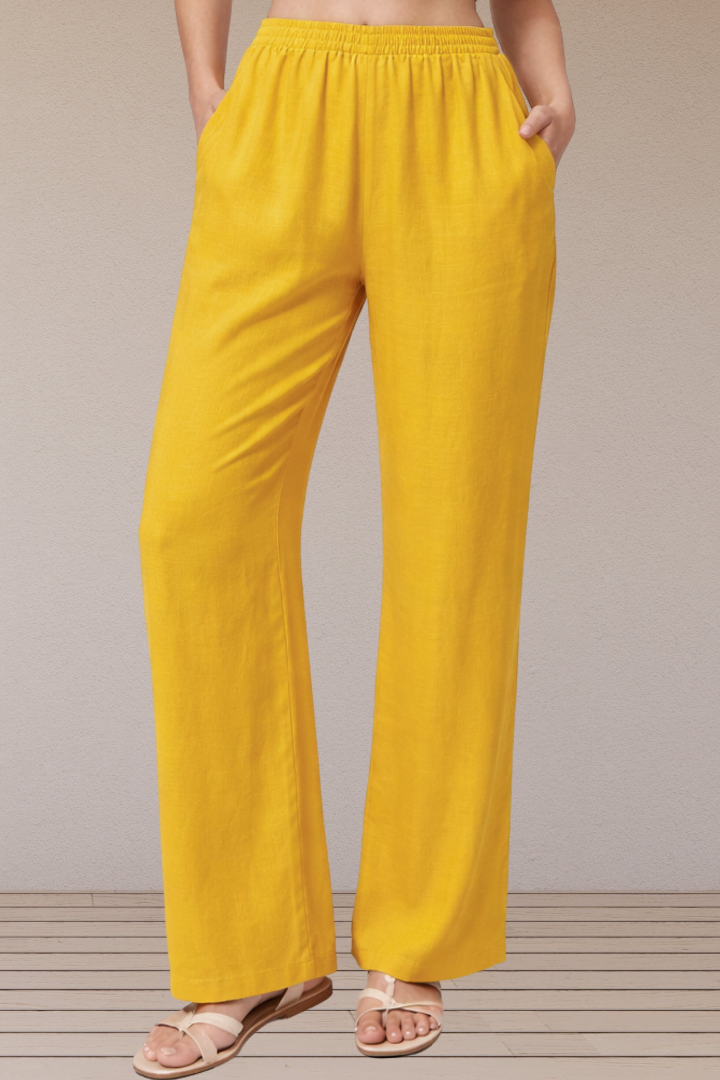 Mustard Slub Flared Pant