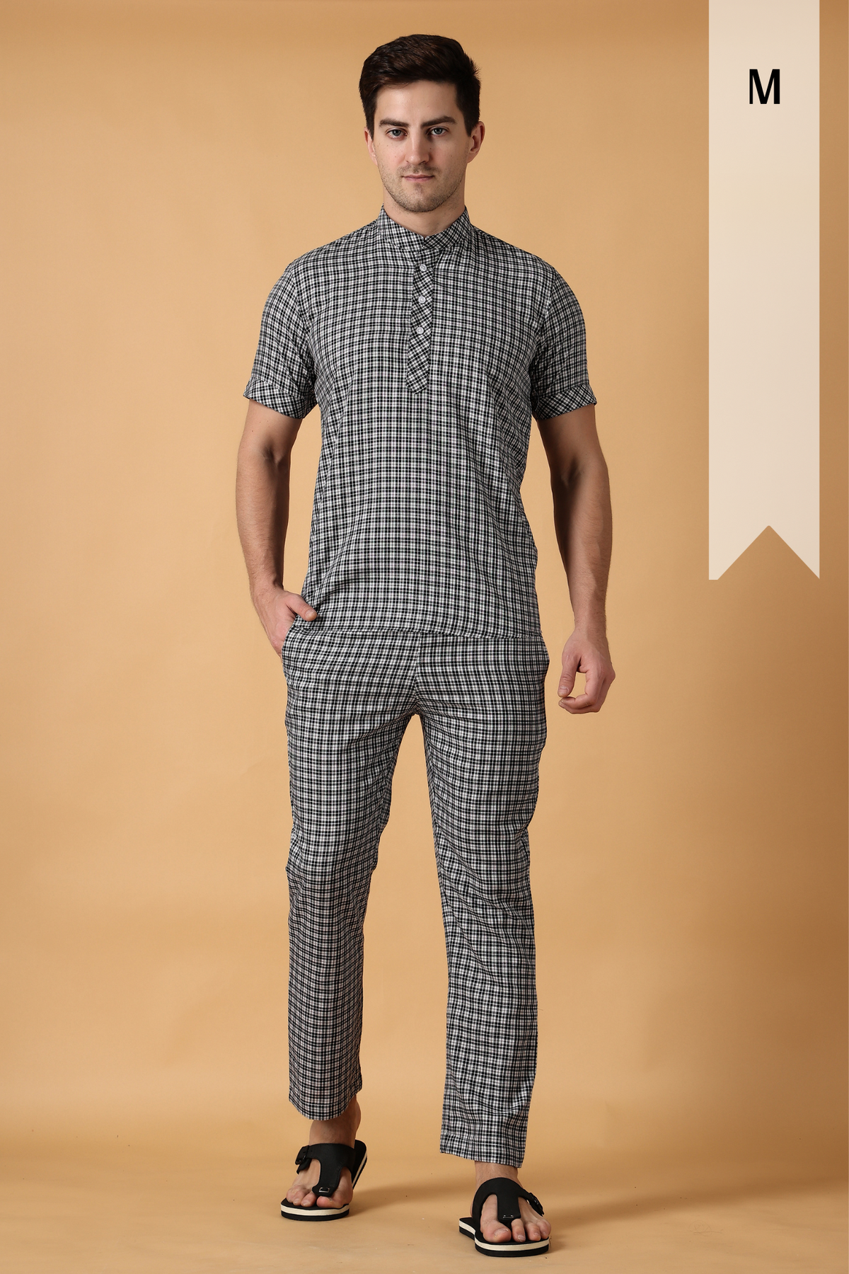 Buy Plus Size ​Black Checked Lounge Wear Set At Apella | Sizes XS to 10 XL | India | Free Delivery | Customized