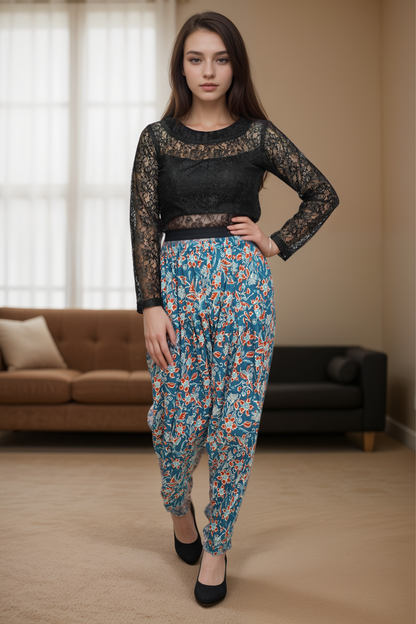 Blue Printed Floral Salwar