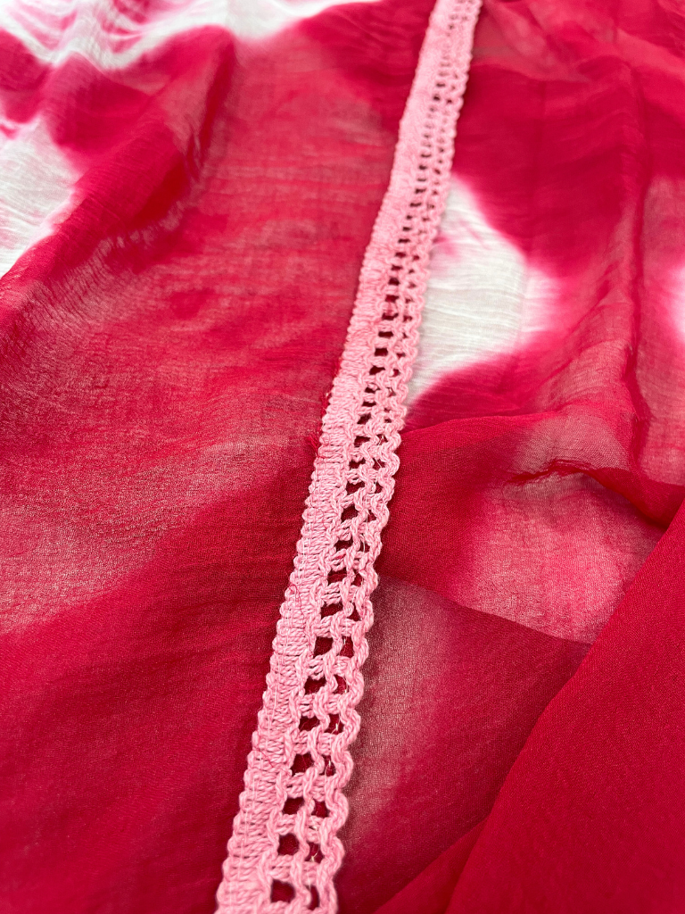 Maroon Chiffon Tie & Dye Dupatta