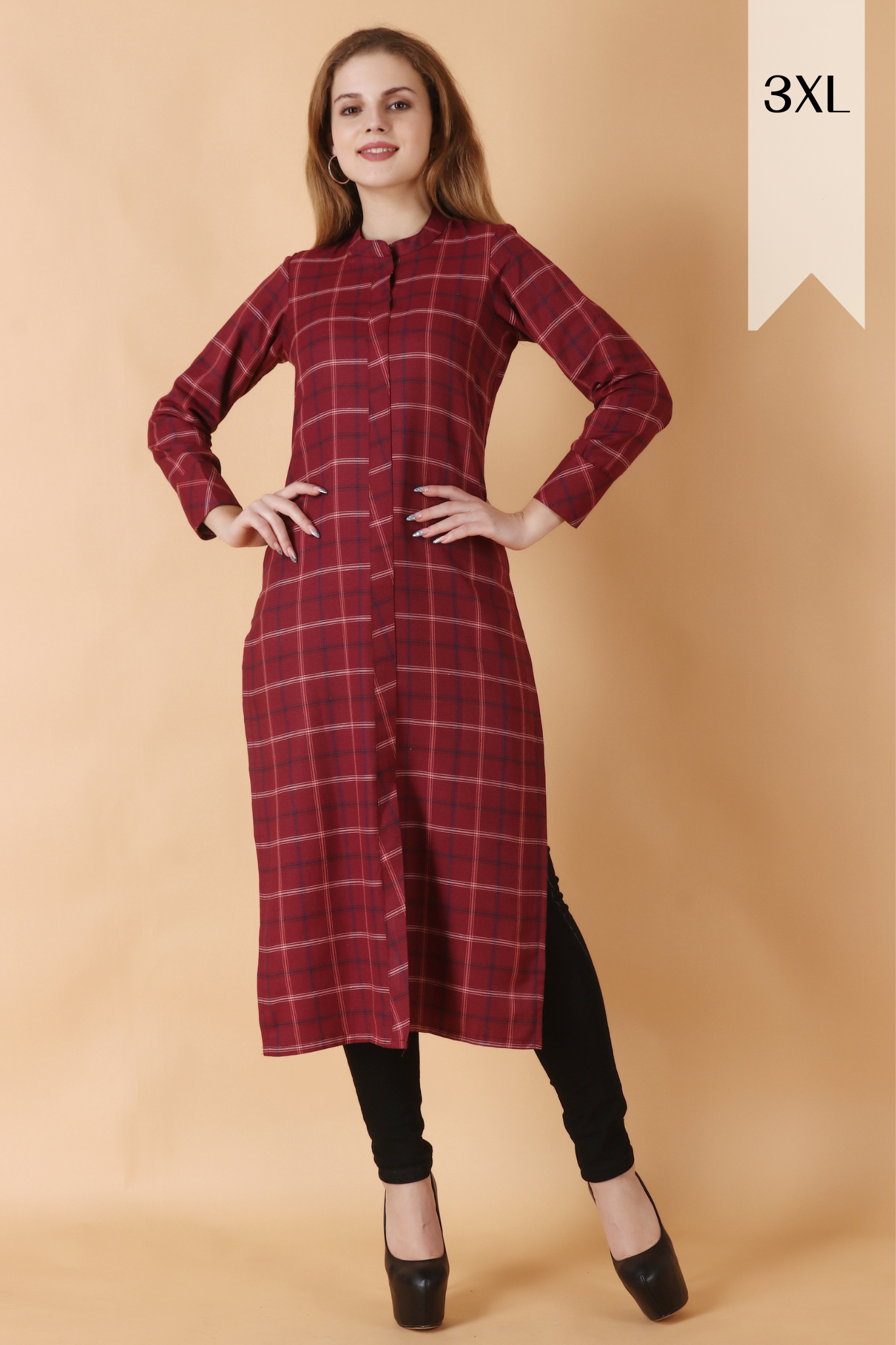 Buy Plus Size ​Snow Berry Woollen Kurta At Apella | Sizes XS to 10 XL | India | Free Delivery | Customized