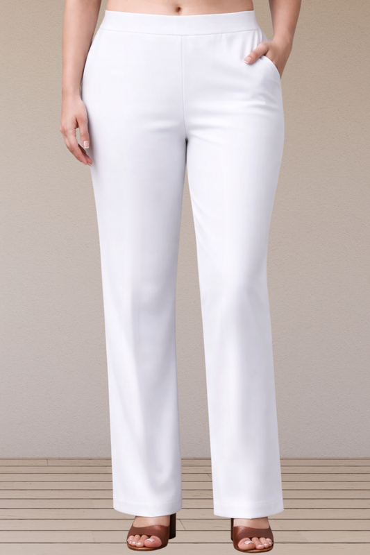 White Lycra Slub Pants