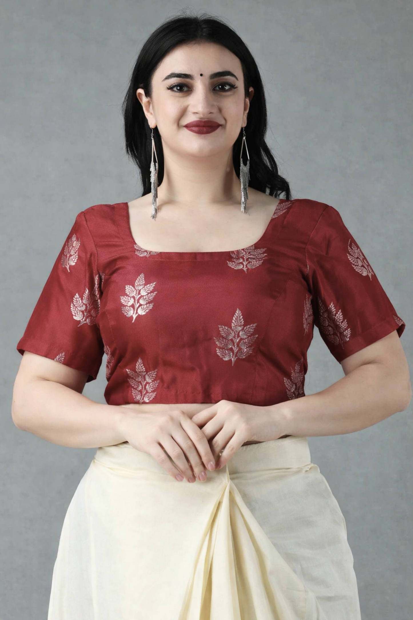 Tussar Silk Maroon Blouse
