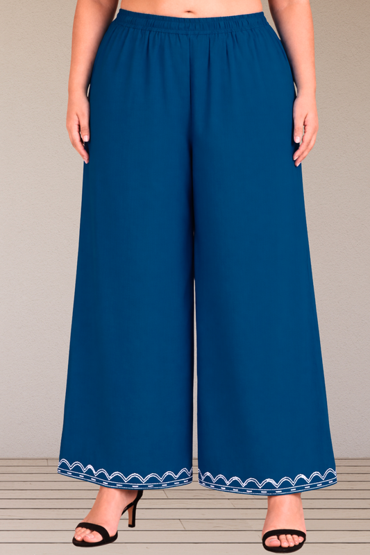 Royal Blue Detailed Rayon Palazzo