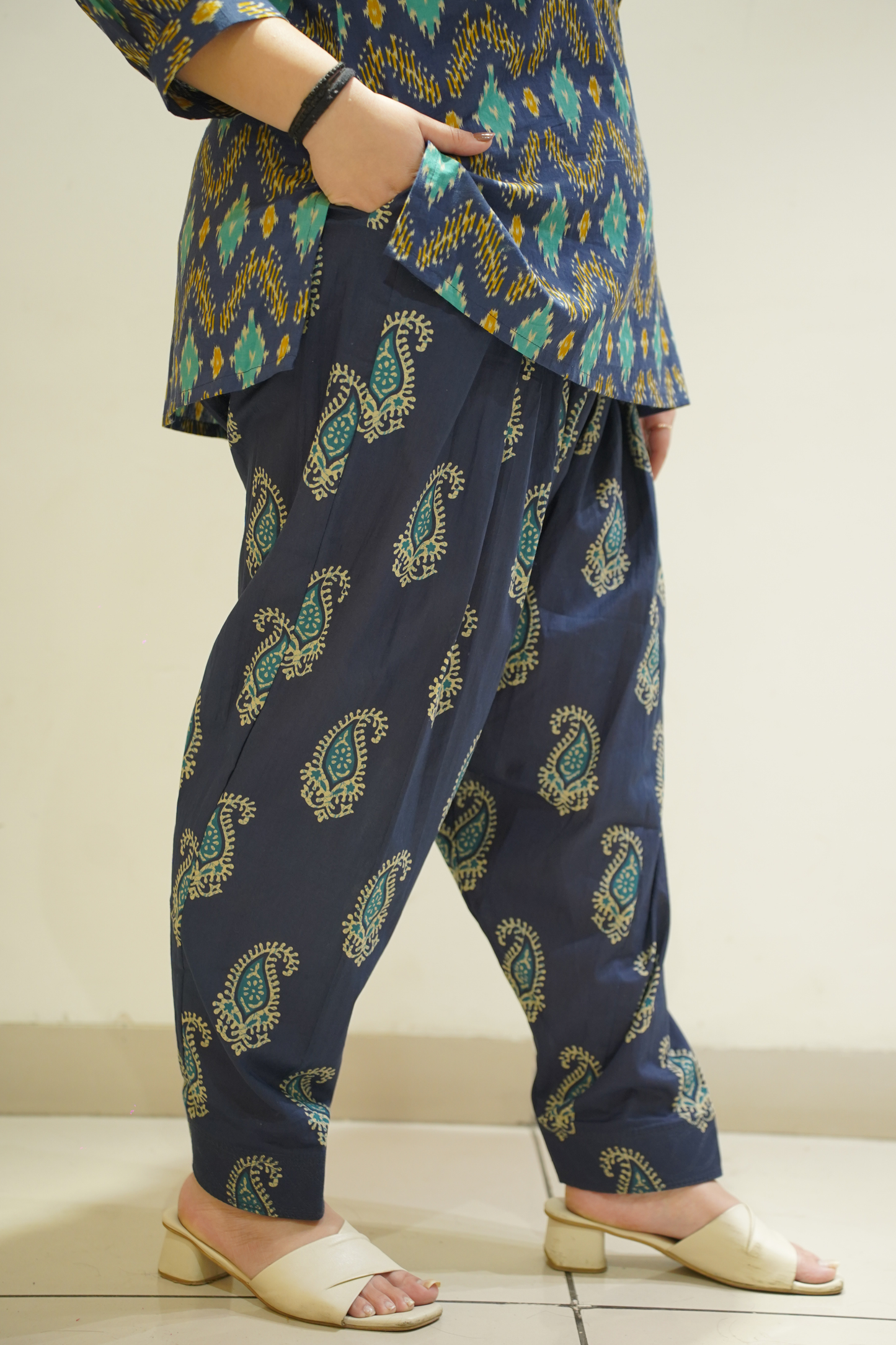 Indigo Fusion Printed Cotton Salwar