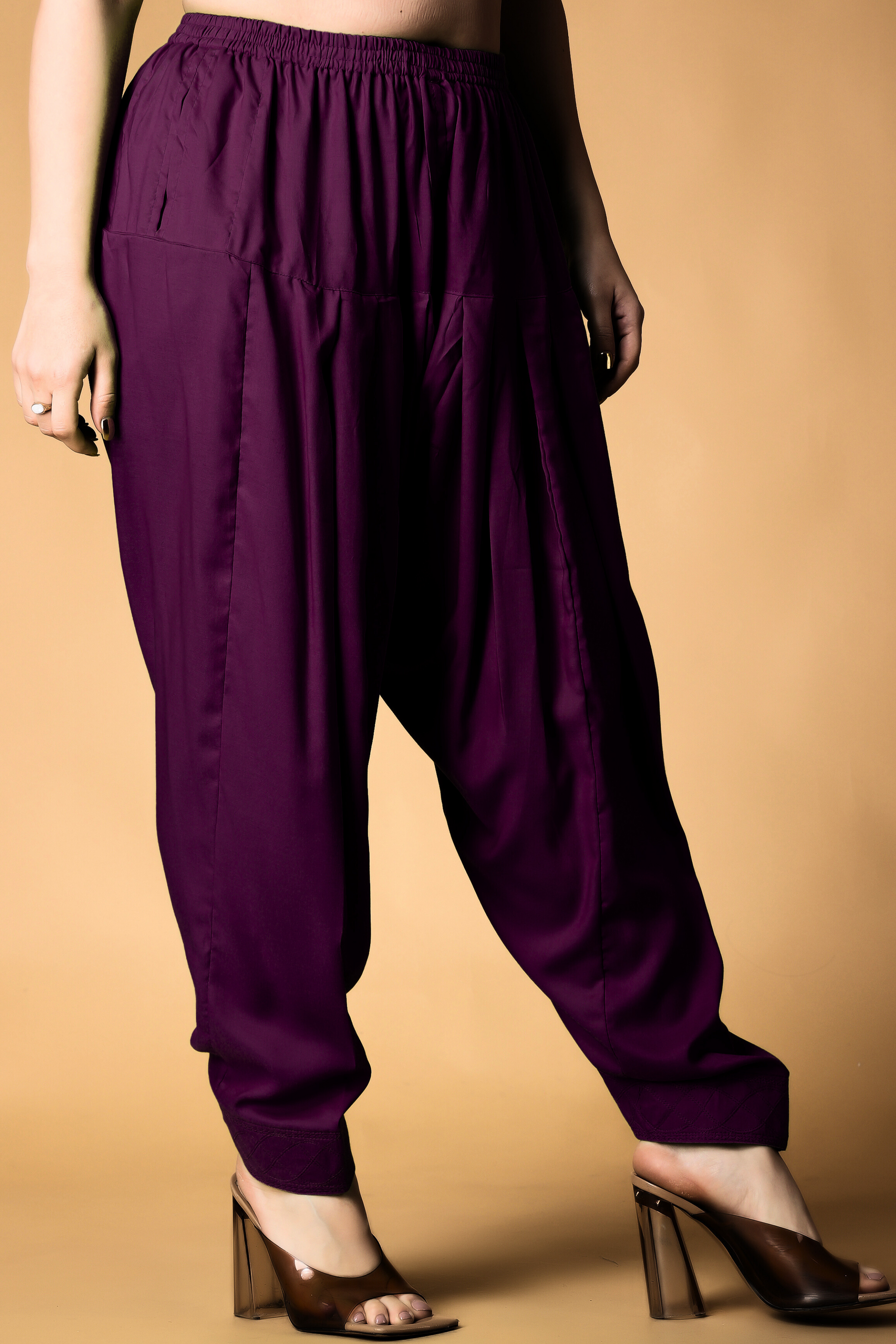 Wine Rayon Pleated Salwar