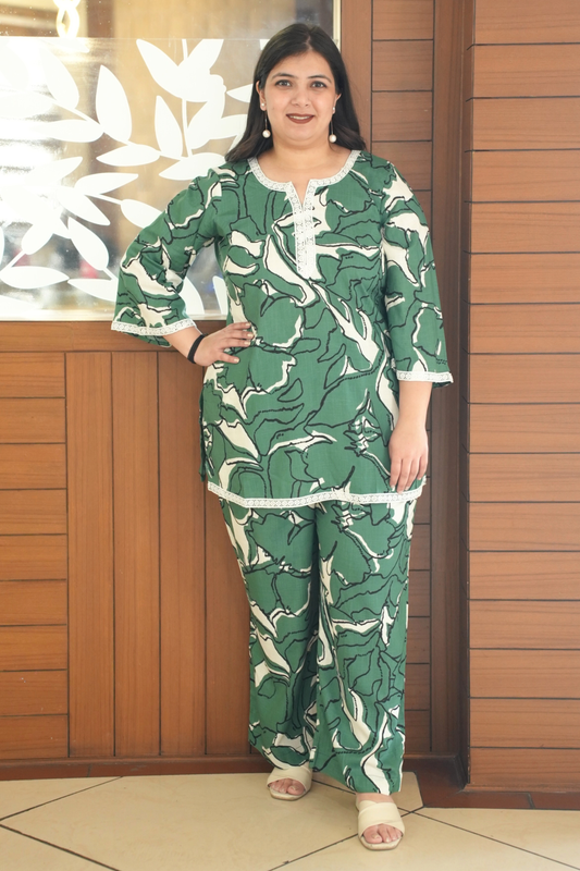 Olive Reverie Rayon Co-ord Set
