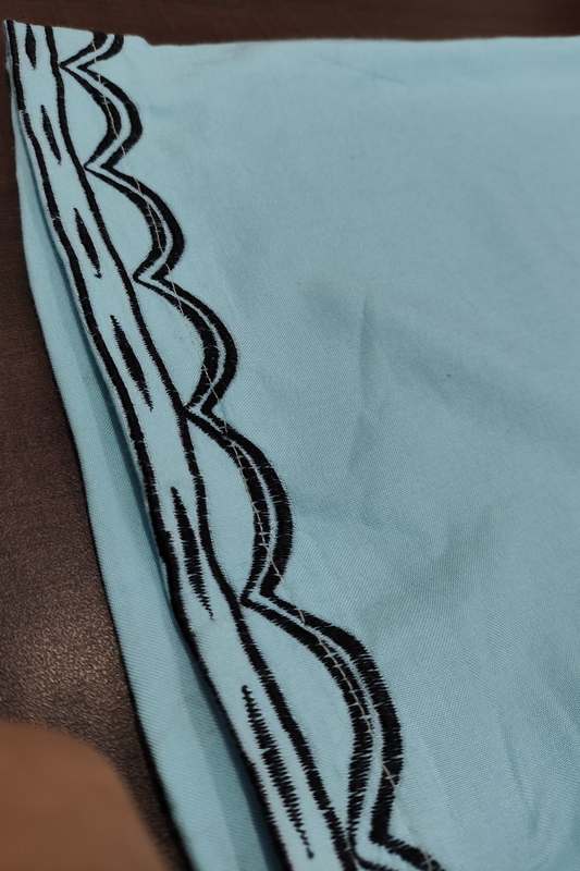 Detailed Sky Blue Rayon Palazzo