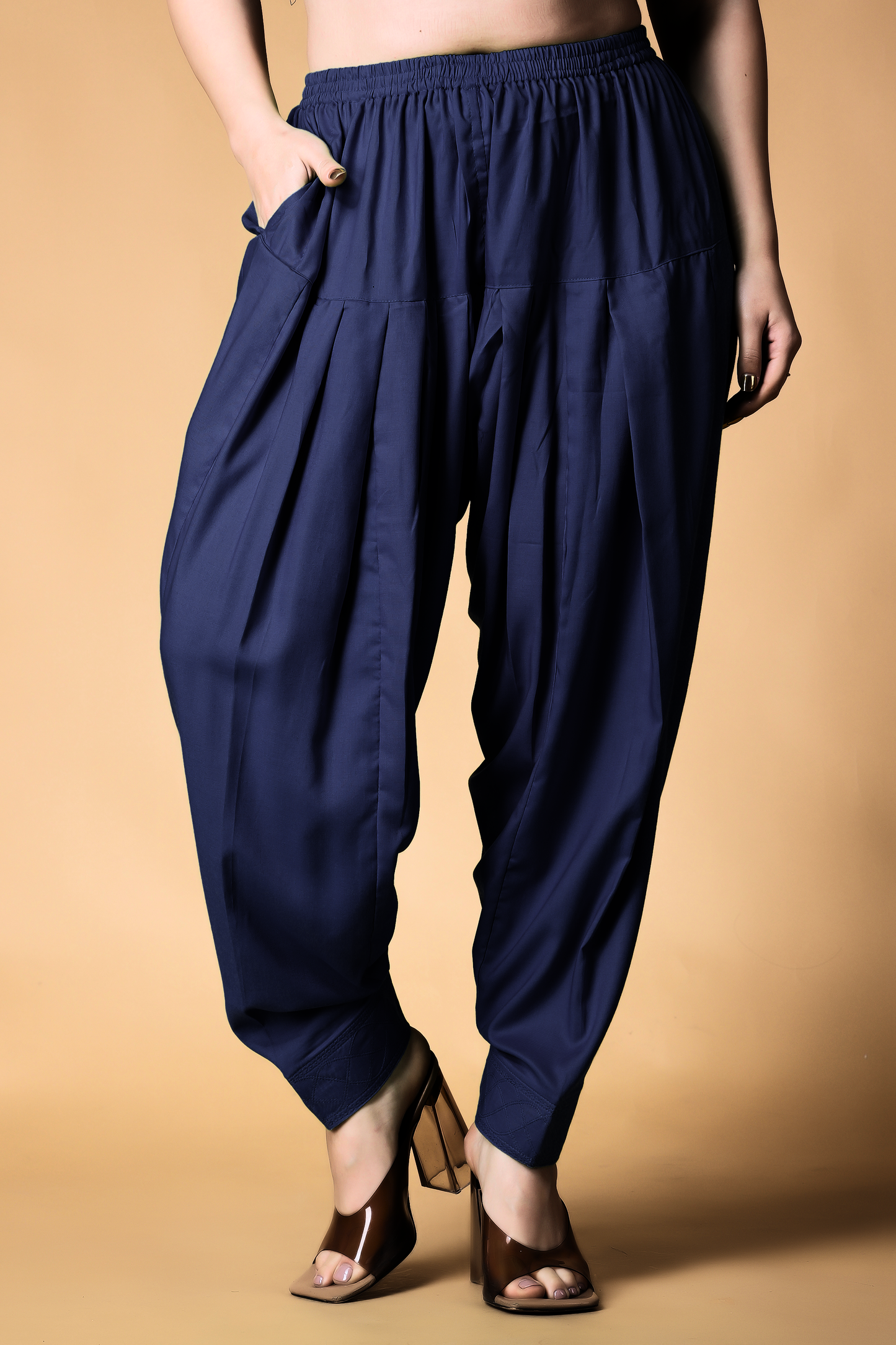Navy Blue Rayon Pleated Salwar