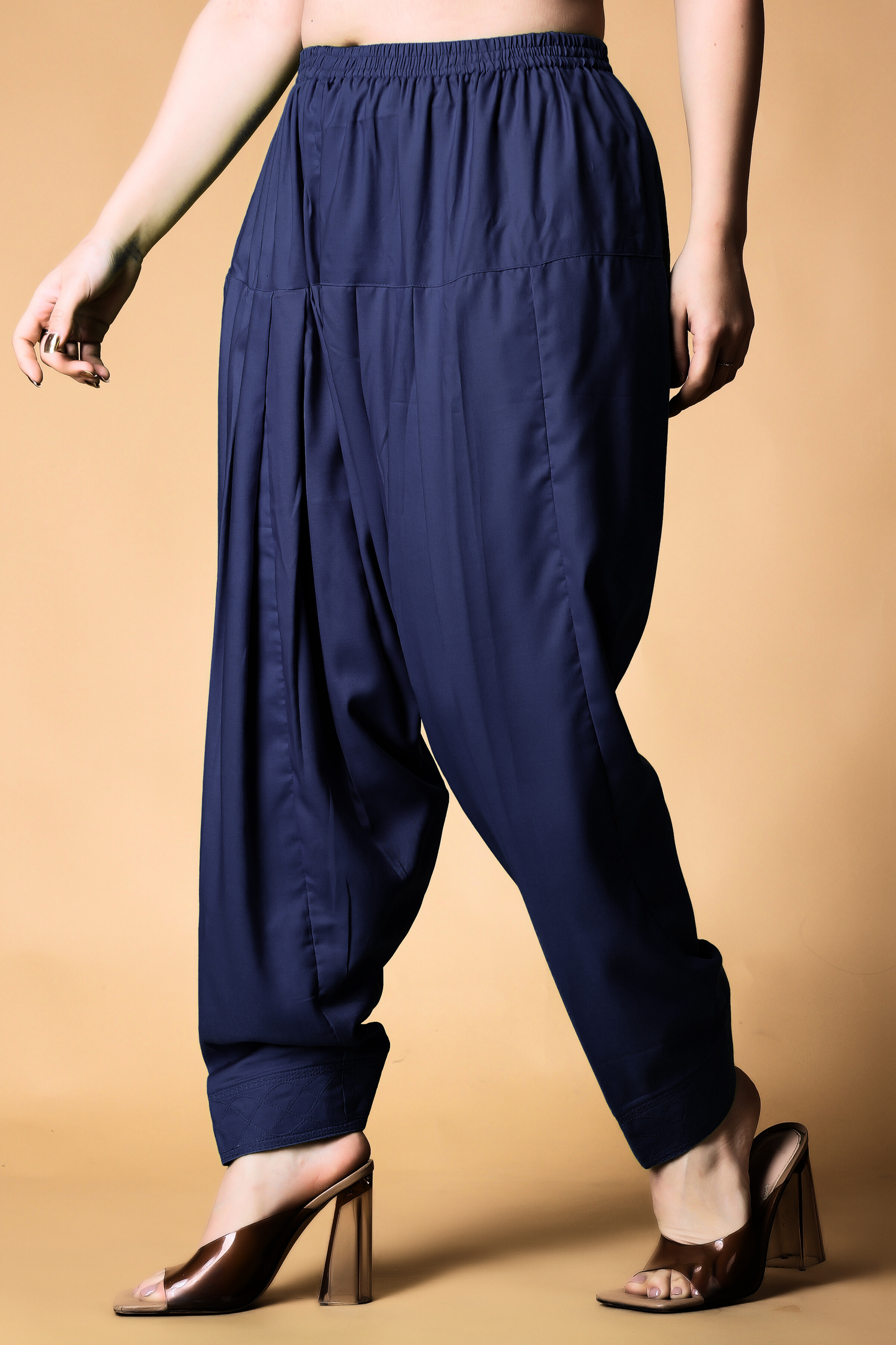 Navy Blue Rayon Pleated Salwar