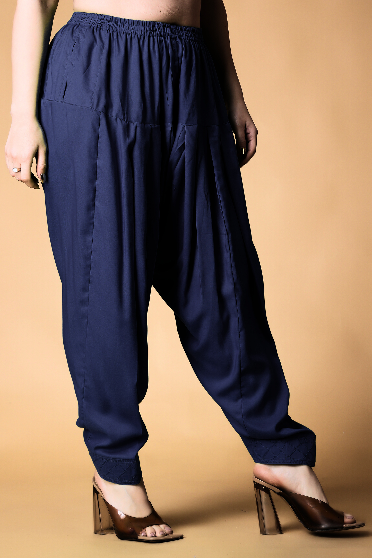 Navy Blue Rayon Pleated Salwar