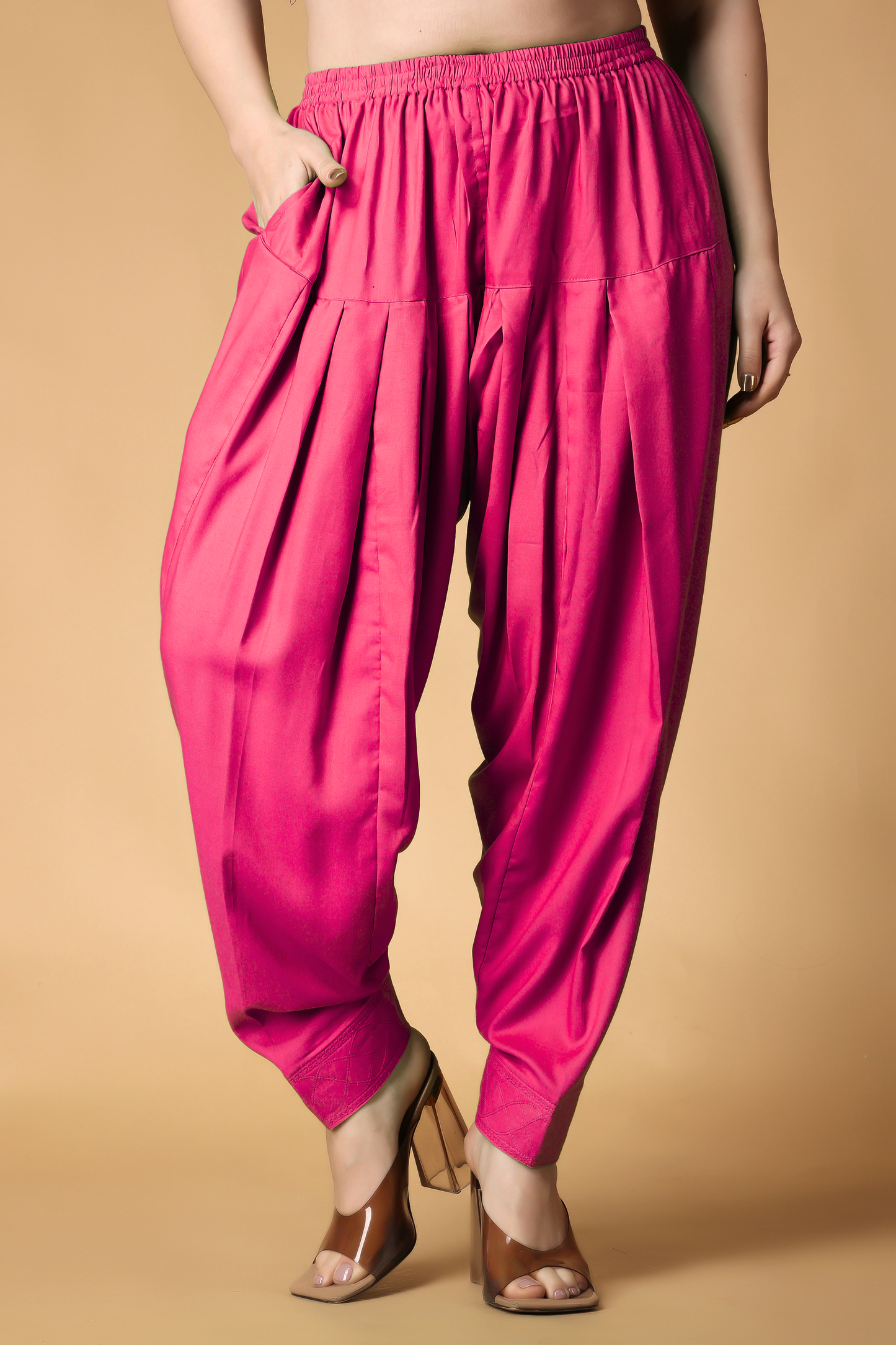 Magenta Rayon Pleated Salwar