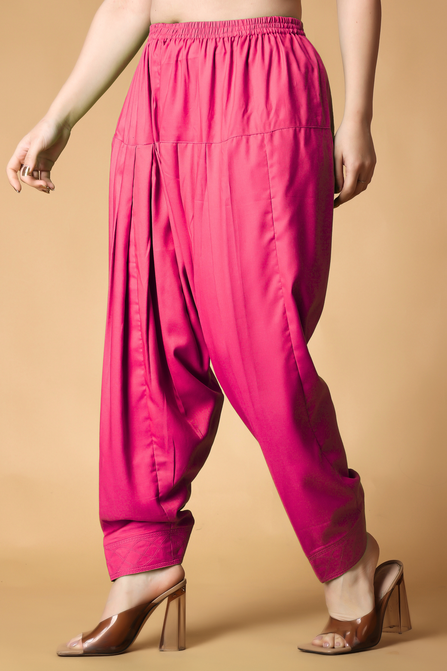 Magenta Rayon Pleated Salwar
