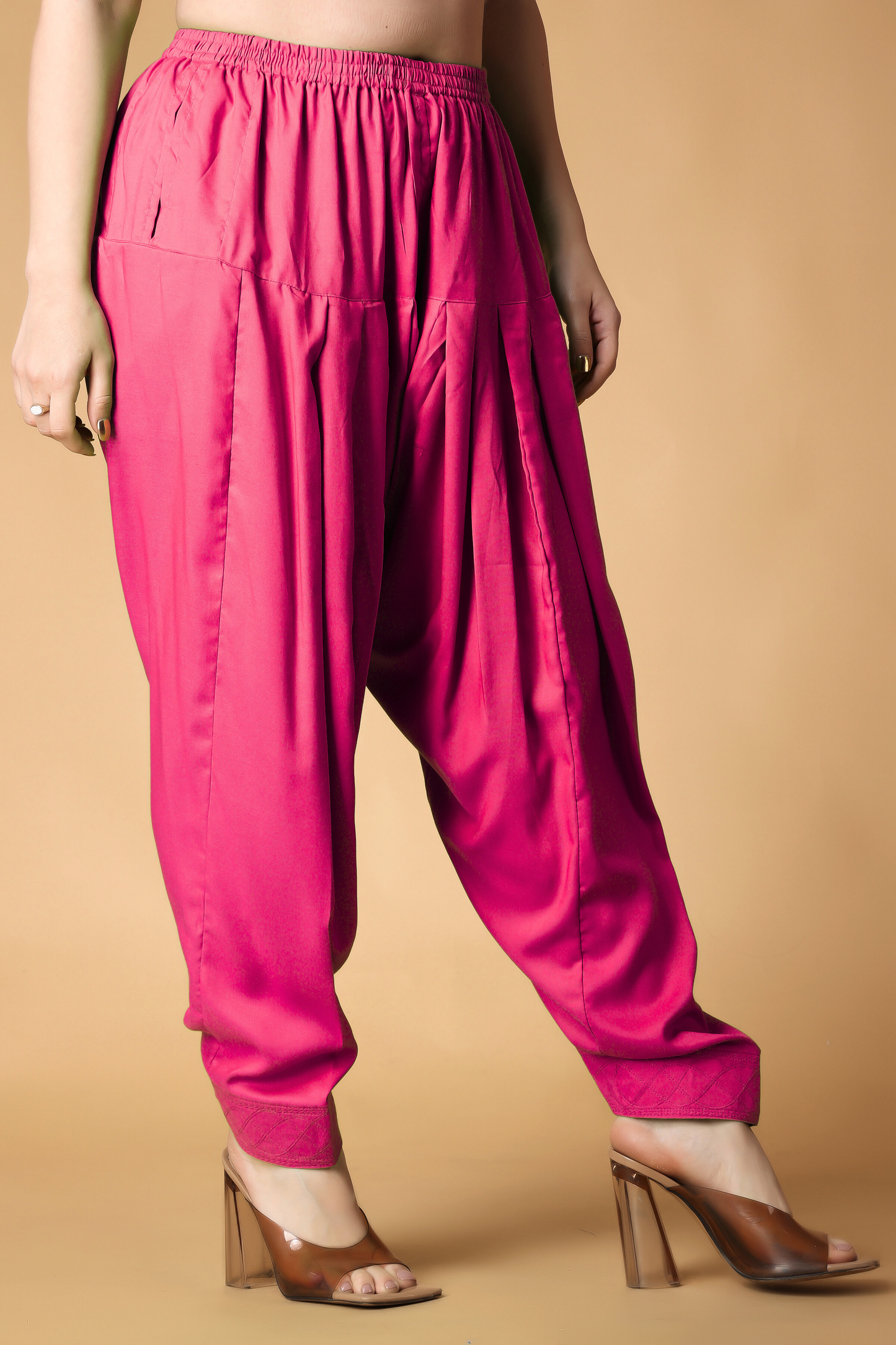 Magenta Rayon Pleated Salwar