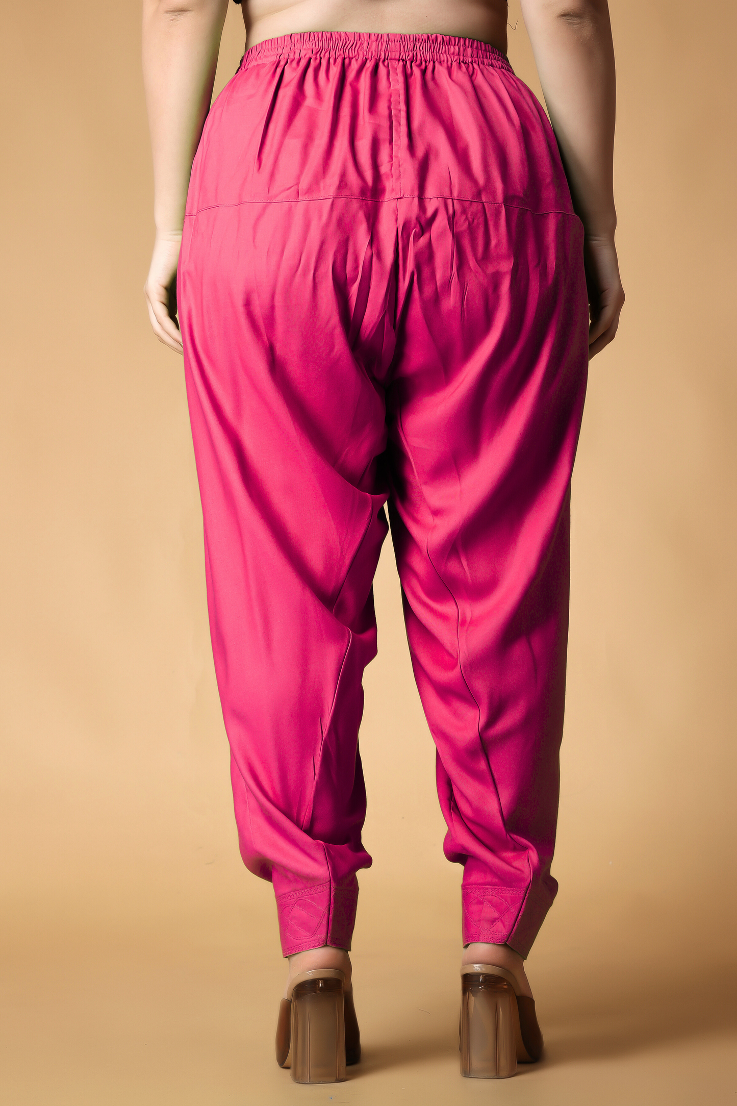 Magenta Rayon Pleated Salwar