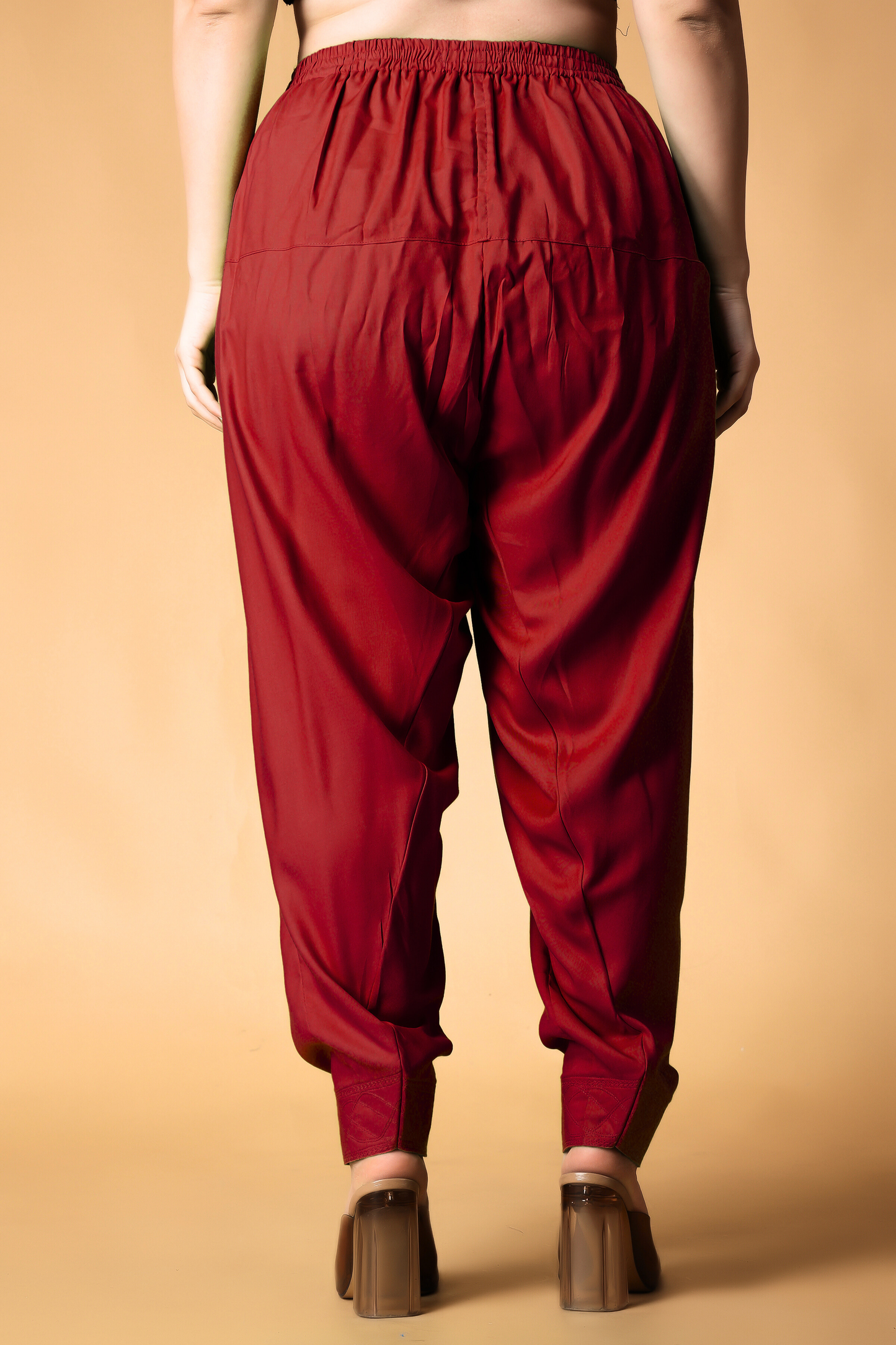 Maroon Rayon Pleated Salwar