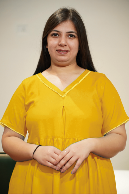 Solid Mustard Rayon Night Gown