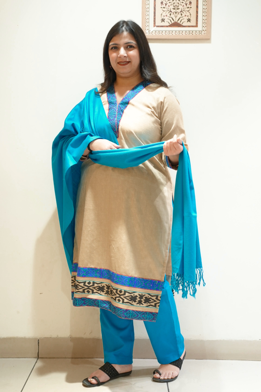 Sandstone Blue Woollen Kurta Set