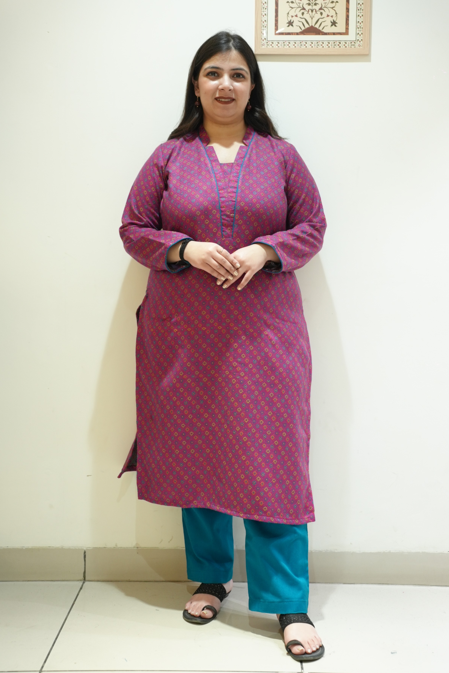 Fuchsia Coast Woollen Kurta Set
