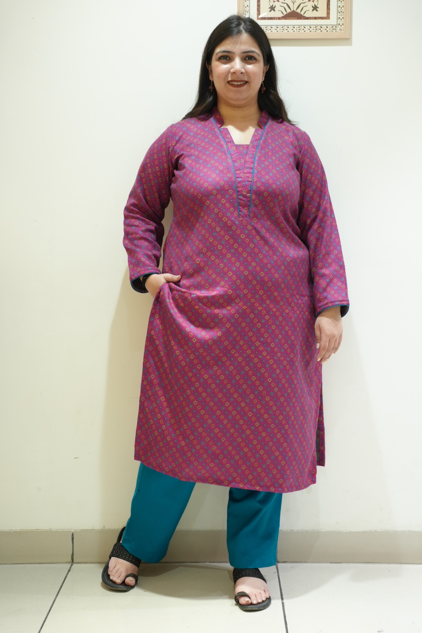 Fuchsia Coast Woollen Kurta Set