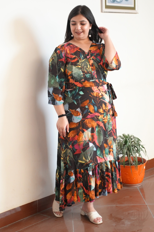Autumn Mosaic Printed Maxi Dress