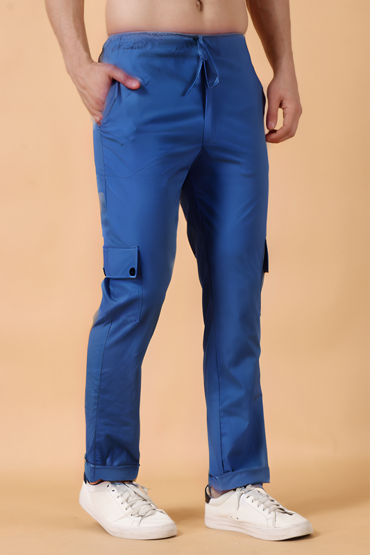 Persian Blue Cotton Cargo Pants