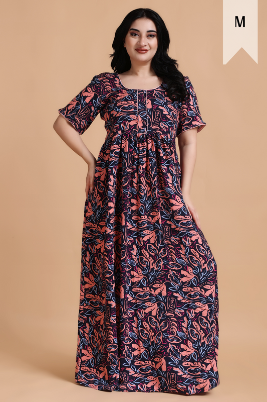 Serene Floral Rayon Night Gown