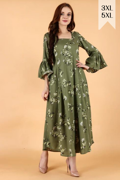 Olive Floral Dress