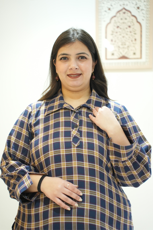 Spiced Navy Woollen Kurta Set