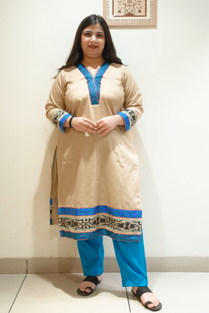 Sandstone Blue Woollen Kurta Set