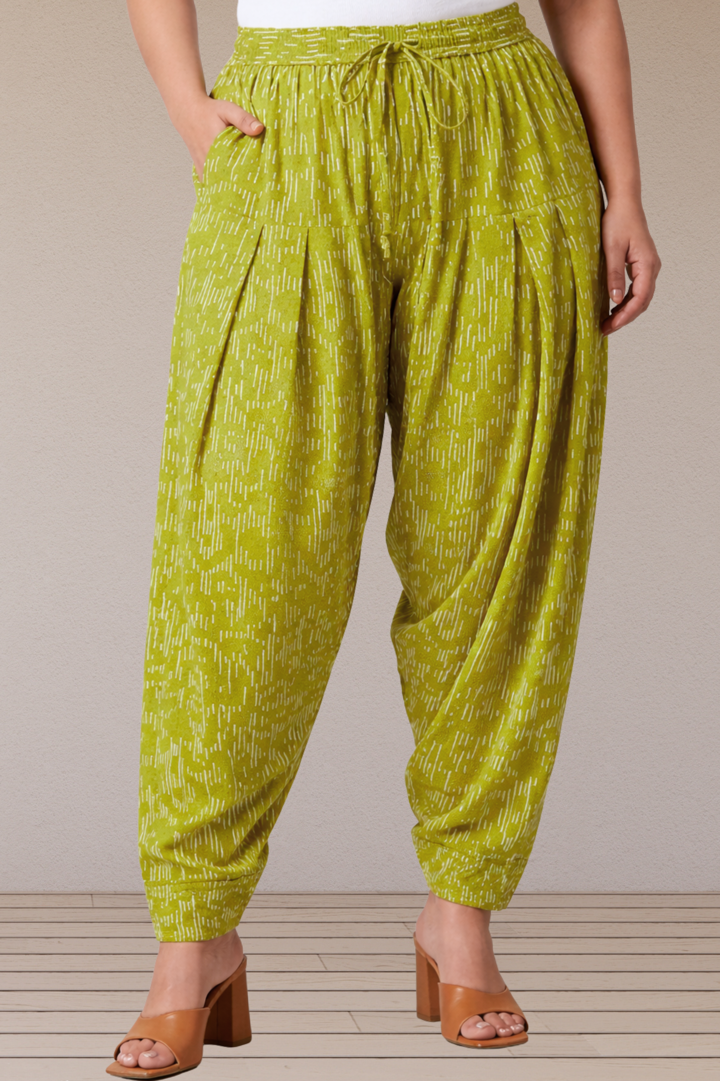 Lime Textured Cotton Printed Salwar