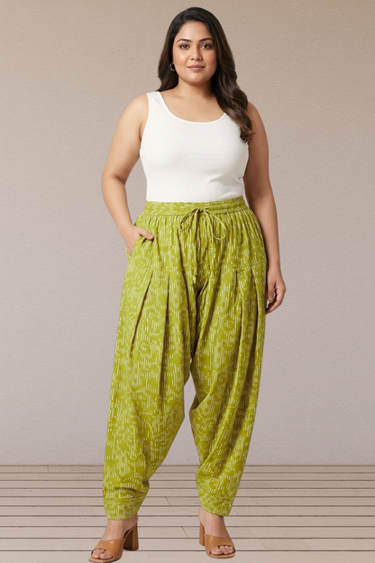Lime Textured Cotton Printed Salwar