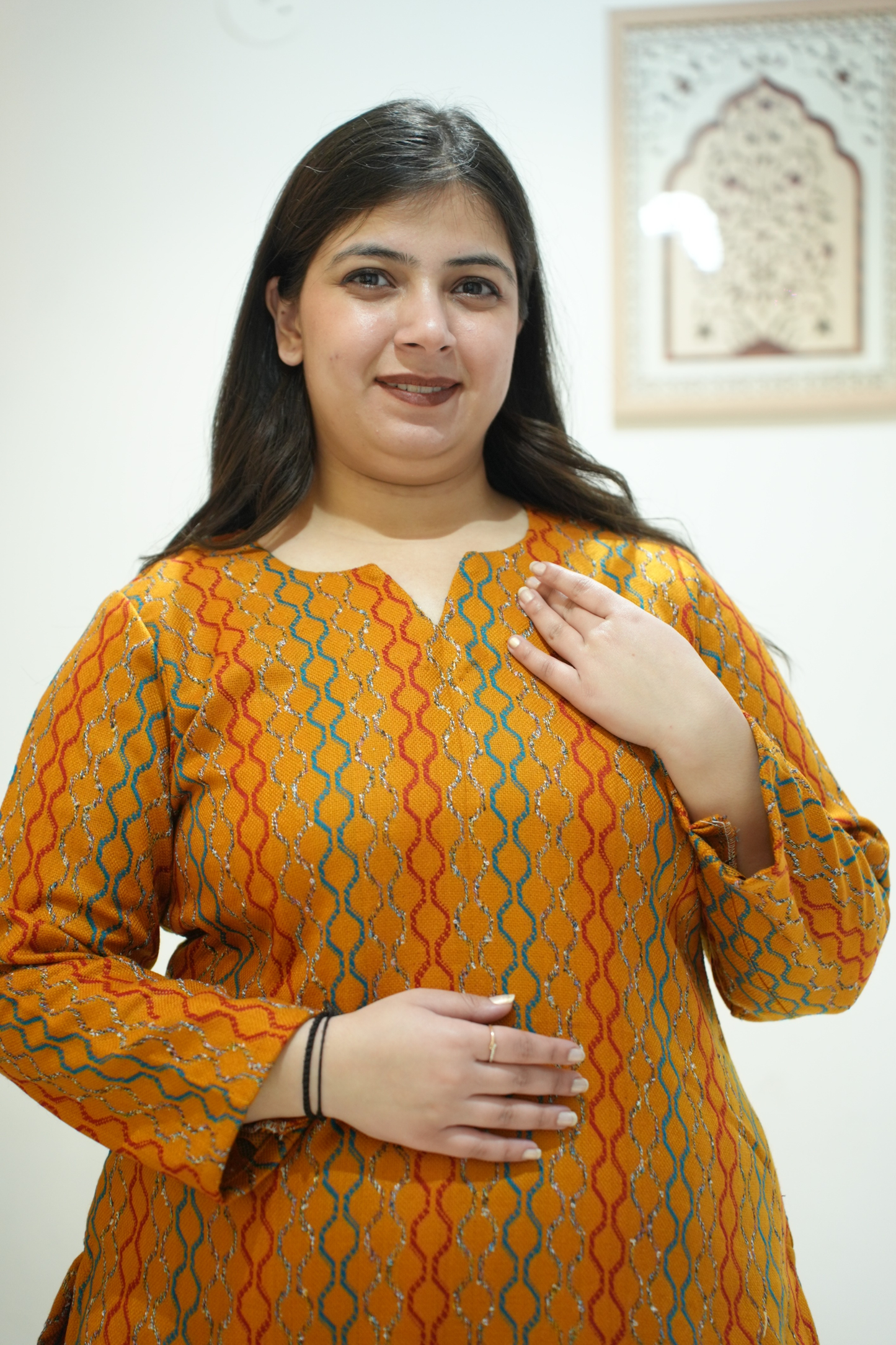 Saffron Ripple Woollen Kurta Set